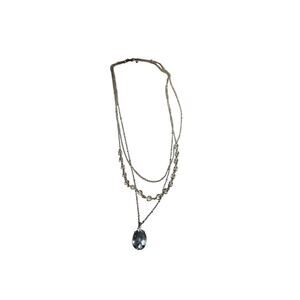 Faux silver and diamond stacked necklace